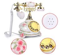 KIMISS Teléfono de Disco Giratorio Vintage: Auricular de Estilo Antiguo para Decoración Campestre, Teléfono Fijo Retro con Función de Marcación, Diseño de Resina Bellamente Elaborado