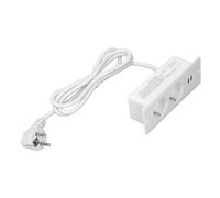KIMISS Toma de Corriente empotrada para Escritorio con 2 USB y 2 enchufes 10A, hub de energía recessed, conexión Oculta y Cable 1.5m, Ideal para Oficina