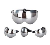 KIMISS Universal 3 Snap Retro Helmet Visor - Escudo Solar a Prueba de Viento para Cascos de Motocicletas de Media Cara (SILVER)