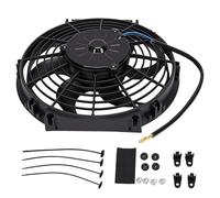 KIMISS Ventilador de Refrigeración del Radiador Ventilador de Radiador Eléctrico Refrigeración del Motor 10 Pulgadas 12 V 80 W Slim Push Pull Universal 6 Aspas 2400 RPM con Kit de