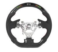 KIMISS Volante de Carbono con Indicador LED para G35 2003-2007 - Diseño de Fondo Plano de Cuero