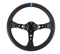 KIMISS Volante de carreras de 14 pulgadas para coche, diseño fibra de carbono, universal con botón de claxon y adaptador de 6 agujeros - Volante deportivo para drifting