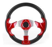KIMISS Volante de Carreras de 320 Mm/12,5 Pulgadas para Automóviles Universales, Color Rojo de PVC con Botón de Bocina, Perfecto para Vehículos Modificados