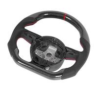 KIMISS Volante de Fibra de Carbono con Cuero Perforado de Napa para B8.5 RS3, RS4, RS5, RS6, RS7 - Diseño de Carreras Tipo D de Fondo Plano