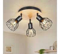 Kimjo Lampara Techo Focos Led Orientable - Lampara Techo Salon 3 Focos de Techo Negro Lampara Focos Techo Madera - Focos Led Techo E14 Barras de Focos - Aplique Techo Dormitorio No Bombillas