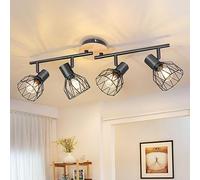 Kimjo Lámparas de Techo Led Orientables - Lampara Focos Techo Negro E14 Lámpara Salon Techo Madera - 4 Focos LED Interior Techo Foco de Pared - Focos para el Techo Dormitorio No Bombillas