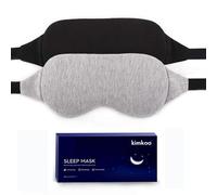 Kimkoo - Mascarillas para dormir (2 unidades, algodón, para hombre y mujer, suave, cómodo para dormir, ideal para los ojos de viaje, con bolsa, negro y gris