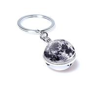KIMLUD Llavero Bolso Mujer Luna Llavero Sistema Solar Planeta Colgante Galaxia Nebulosa Tierra Marte Saturno Bola De Cristal De Doble Cara Llavero Luna