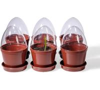 Kimmel Macetas de Cultivo con cúpula de Humedad/Tapa, Juego de 6 macetas, Color marrón