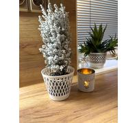 Kimmel Macetero con diseño de Rejilla, 12 cm, Color Blanco, 3 Unidades