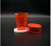 Kimmel Vaso plegable - El original - con espejo para pícnic, viajes, hogar, vaso plegable para cepillos de dientes, al aire libre, senderismo, camping, rojo transparente