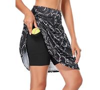 Kimmery - Falda de golf con short para mujer, 50,8 cm, hasta la rodilla, con 3 bolsillos y bajo abierto, deportiva, tallas M-3XL, Estampado en negro, XXL