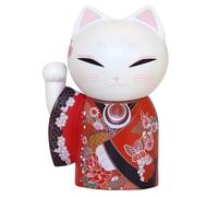 Kimmidoll Figura de Maneki Neko, kimono japonés de la suerte, decoración de muñeca de gato de la suerte, colección interior de 3.5 pulgadas, gato Beckoning (KICHI)