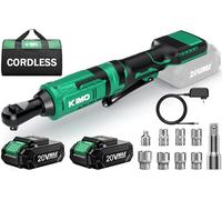 KIMO - Llave de carraca inalámbrica de 20 V, juego de 3/8, llave de carraca eléctrica de 400 rpm, batería de iones de litio de 2 x 2.0 Ah, cargador rápido, juego de llaves eléctricas con 7 enchufes,