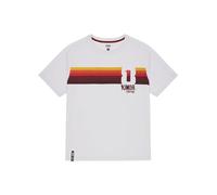 KIMOA - Camiseta Burned Rainbow Striped Racing - Camiseta Manga Corta Hombre y Mujer, Camiseta Hombre - Material Reciclado - XS - Gris Claro