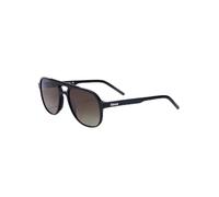 KIMOA - Gafas Aviador Hombre, Gafas de Sol Redondas - Gafas de Sol Hombre Polarizadas - Talla Única Unisex - Gafas Redondas Negras Semi Brillo - Lentes Marrón Ahumado - 100% Bio Acetato