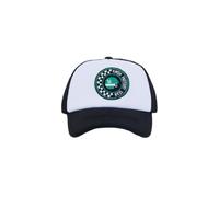 KIMOA - Gorra Trucker Racing Patch White - Gorra, Gorras de Hombre Verano, Gorra Mujer - Gorra Trucker Hombre - Material Reciclado, Ajustable, Talla Unica - Blanca/Negra