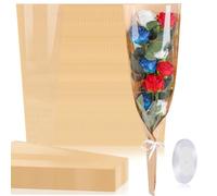 KIMOBER 50 bolsas para ramo de flores, manga floral de celofán transparente con cinta, 24.8 x 8.7 pulgadas, boda, cumpleaños, día de la madre, baby shower, graduación