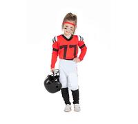 Kimokawaii Disfraz de Jugadora de Rugby Rojo Niña Infantil - Talla 3-4 años