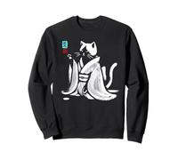 Kimono caligráfico Vintage Gato Bebiendo té Arte japonés Sudadera