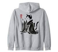 Kimono caligráfico Vintage Gato Bebiendo té Arte japonés Sudadera con Capucha