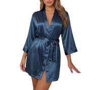 Kimono Corto De Satén para Damas, Diseño Nupcial, Tela Sedosa, Albornoz Práctico para Preparativos De Boda Y Eventos Ceremoniales