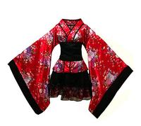 Kimono corto japonés para mujer, uniforme de cafetería con delantal tocado, disfraz de anime, cosplay - - Large