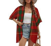 Kimono de Playa Informal de Manga Corta Cameron Ancient Clan Tartan, Blusa Holgada, cárdigan Abierto de Moda