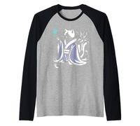 Kimono de té caligráfico Vintage con Gato y Arte japonés Camiseta Manga Raglan