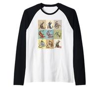 Kimono de Yoga Retro con diseño de Gatos japoneses Ukiyo-e Art Camiseta Manga Raglan
