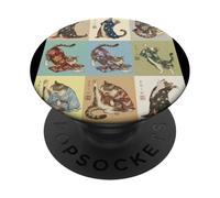 Kimono de Yoga Retro con diseño de Gatos japoneses Ukiyo-e Art PopSockets PopGrip Adhesivo