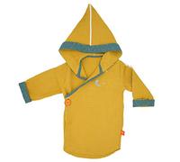 Kimono infantil de nido de abeja para bordar mostaza, diseño de pájaro