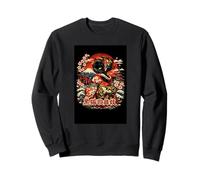 Kimono japonés de Gato Negro Kabuki Estilo Ukiyo-e Pagoda de Cerezas Sudadera