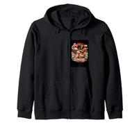 Kimono japonés de Gato Negro Kabuki Estilo Ukiyo-e Pagoda de Cerezas Sudadera con Capucha