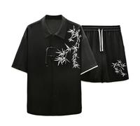 Kimono japonés para hombre, holgado, informal, para el hogar, conjunto de 2 piezas, yukata de verano, estampado tradicional, empalme, ropa holgada, hip hop, ropa de calle, talla grande, traje casual