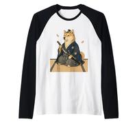 Kimono japonés Samurai Shiba Inu Ukiyo E Camiseta Manga Raglan