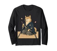 Kimono japonés Samurai Shiba Inu Ukiyo E Manga Larga