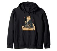 Kimono japonés Samurai Shiba Inu Ukiyo E Sudadera con Capucha