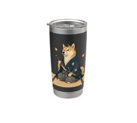 Kimono japonés Samurai Shiba Inu Ukiyo E Vaso térmico de acero inoxidable de doble pared