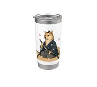 Kimono japonés Samurai Shiba Inu Ukiyo E Vaso térmico de acero inoxidable de doble pared