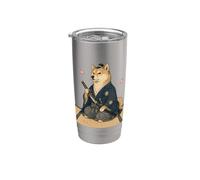 Kimono japonés Samurai Shiba Inu Ukiyo E Vaso térmico de acero inoxidable de doble pared
