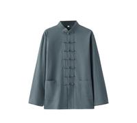 Kimono Jiu Jitsu Camisa suelta de manga larga de Kung Fu, traje tradicional de artes marciales, ropa de Tai Chi, ejercicio matutino(Blue-green,XL)