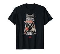 Kimono Samurai Gato Pez Japonés Minimal Pacífico Zen Camiseta