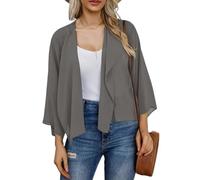 Kimonos para Mujer Cárdigans De Gasa De Verano para Mujer Chaqueta Bolero De Manga 3/4 para Playa Informales Holgados Abiertos Transparentes (S 3XL) Gris Oscuro XL