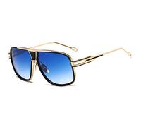 kimorn Gafas De Sol Para Hombres Retro Mirada Sorprendida Metal Marco Clásico AE0336 (Oro/Azul Degradado, 62)