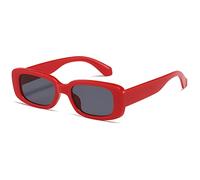 kimorn Gafas de sol rectangulares para mujeres y hombres, gafas de moda Retro a la moda de los años 90, marco cuadrado de protección UV 400 Vintage K1200 (Marco rojo Lente gris, 65)