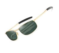 kimorn Polarizado Gafas de sol Hombre Retro Rectangulares metal Marco K0535 (Oro&G15)