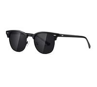 kimorn Polarizado Gafas de sol Unisex Retro Semi-Rimless marco gafas clásicas AE0550 (Negro, 52)
