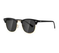 kimorn Polarizado Gafas de sol Unisex Retro Semi-Rimless marco gafas clásicas AE0550 (Negro Mate, 52)