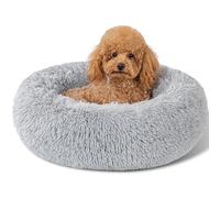 kimpets Cama calmante para Perros pequeños, medianos y Grandes, Cama Redonda Lavable con Dona, de Piel sintética Antideslizante y esponjosa, para acurrucarse con la ansiedad (20 Pulgadas)